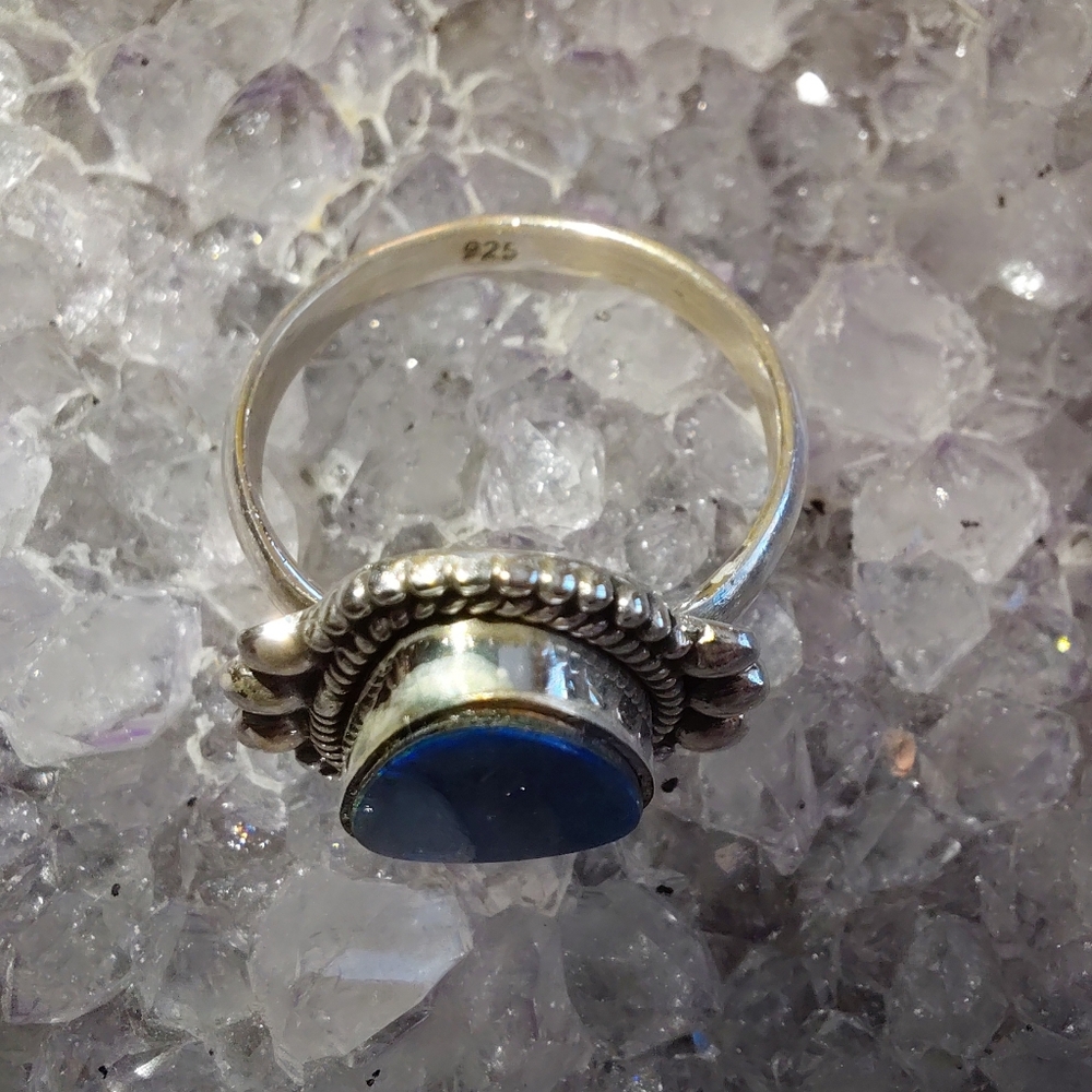 Stunning Australian Opal Silver Ring Size 6 - Picture 3 of 15